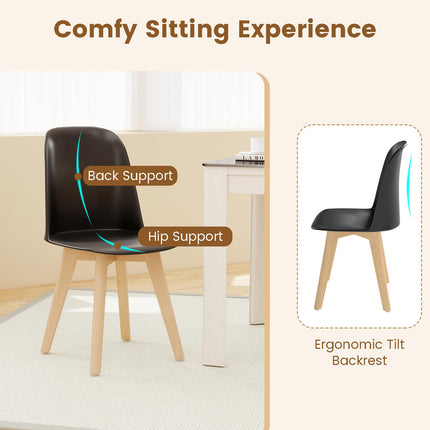 Dreamade Modern Dining Chairs Set of 2/4 Armless Kitchen Chair w/Solid Beech Wood Legs