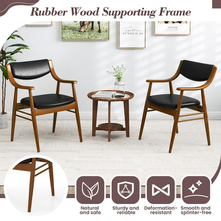 Dreamade Wooden Dining Chairs Set of 2/4, PU Leather Upholstered Kitchen Chairs w/Padded Seat & Back