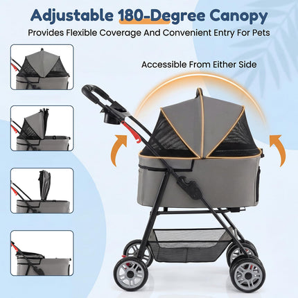 Dreamade 3-in-1 Pet Stroller with Detachable Carrier for Small & Medium Pets