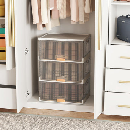 Dreamade 3 Tier Stackable Storage Bins with Lids 13.5 Gal Foldable Shoe Storage Box