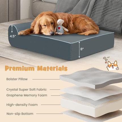 Dreamade Orthopedic Dog Bed for Large Dogs, 40" L Memory Foam Dog Sofa Bed with Washable Removable Cove (Gray)