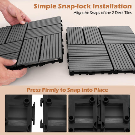 Dreamade 18/36 PCS Interlocking Deck Tiles - 12" x 12" Composite Decking Boards Waterproof All Weather