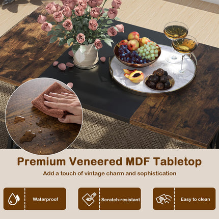 Dreamade 55" Kitchen Table with 2 Benches & 2 Stools with X-Shaped Metal Frame