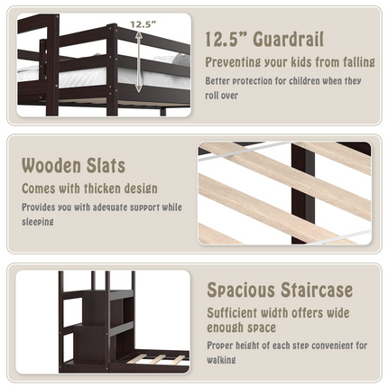 Dreamade Twin-Over-Twin Bunk Bed with Trundle