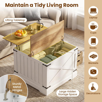Dreamade 31.5" Square Wood Center Table with Large Hidden Storage Compartment & Hinged Lift Top