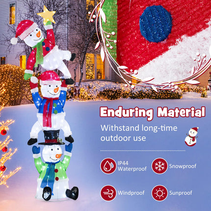 Dreamade 6 ft Christmas Stacked Snowman, 3D Pre-Lit Snowman Decoration w/ 155 LED Lights