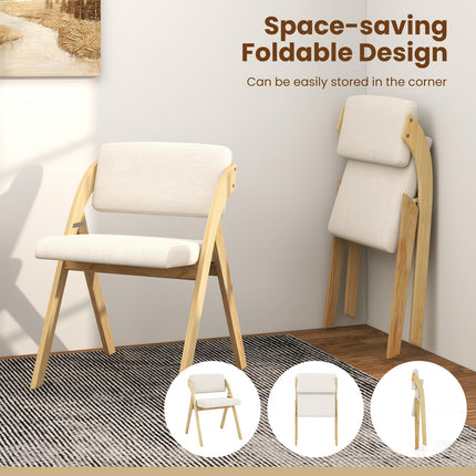 Dreamade Set of 2 Folding Kitchen Dining Chairs with Rubber Wood Legs