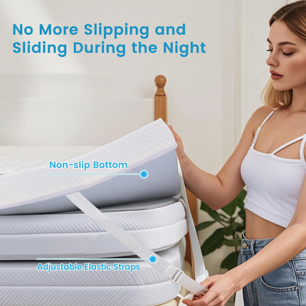 Dreamade 3 Inch Twin Memory Foam Mattress Topper, Gel Infused Topper with Removable Cover