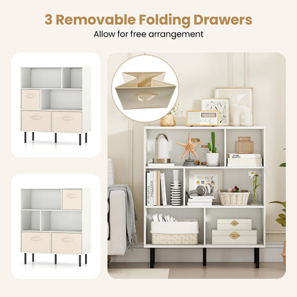 Dreamade 6-Cube Bookshelf 3-Tier White Bookcase