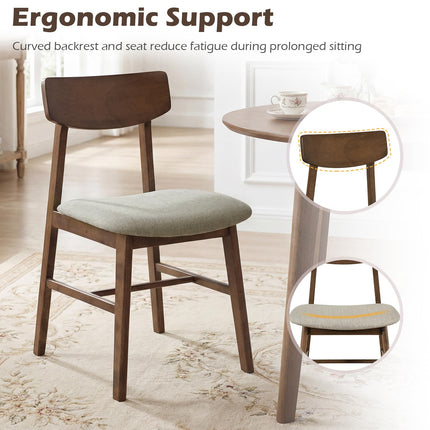 Dreamade Solid Rubber Wood Dining Room Chairs with Curved Backrest