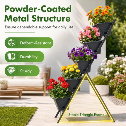 Dreamade 5-Tier Vertical Garden Planter Set 1/2 Raised Garden Bed w/Drainage