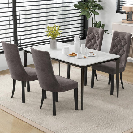 Dreamade Tufted Dining Chairs, Upholstered Kitchen Chairs w/High Backrest, Rubber Wood Legs