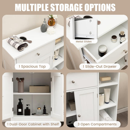 Dreamade Bathroom Storage Cabinet with Drawer - Floor Cabinet w/ 3 Open Shelves