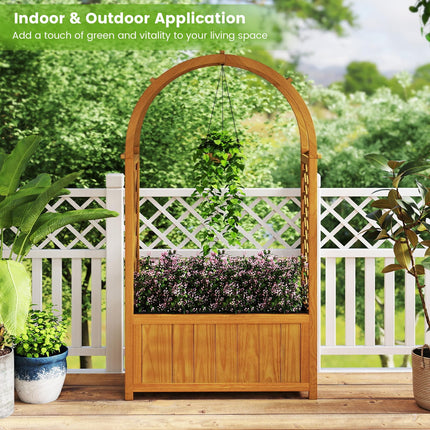 Dreamade Raised Garden Bed with Arch Lattice Trellis, for Climbing Vine Flower Vegetable
