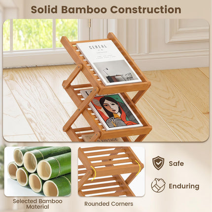 Dreamade Foldable Bamboo Magazine Rack with 2 Adjustable Positions