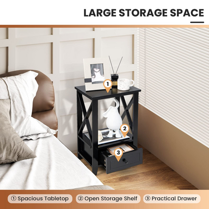 Dreamade Modern X-Design Nightstand Set
