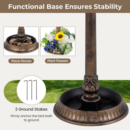 Dreamade 42 inch Bird Bath Solar Lighted