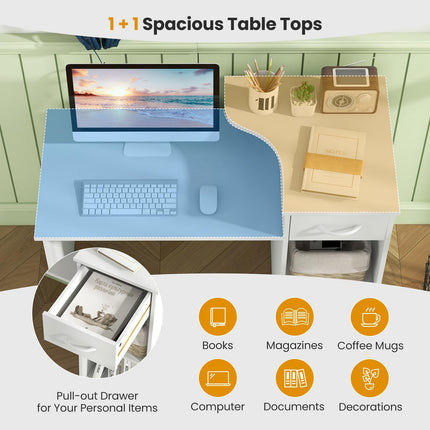 Dreamade Computer Desk with Storage, Modern PC Laptop Table with 5-Position Adjustable Shelf