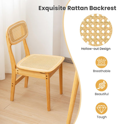 Dreamade Rattan Dining Chairs Set of 2, Boho Cane Kitchen Chairs, Max Load 300 Lbs