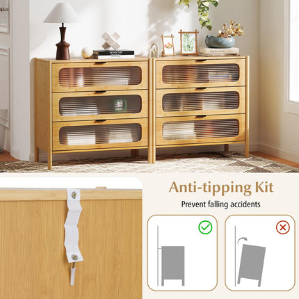 Dreamade Bamboo 3-Drawer Storage Cabinet