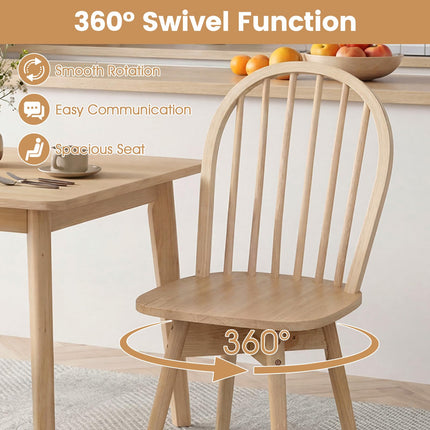Dreamade Windsor Dining Chairs Set of 2/4 Farmhouse Swivel Kitchen Chairs with Spindle Back