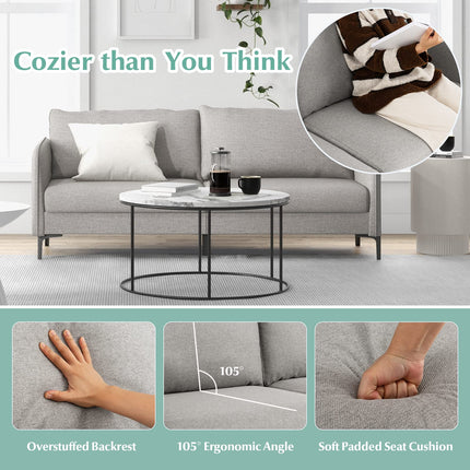 Dreamade Upholstered Sofa Couch, 76" Modern Grey Loveseat