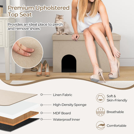 Dreamade Cat Litter Box Enclosure - Hidden Cat Litter Box Furniture Ottoman