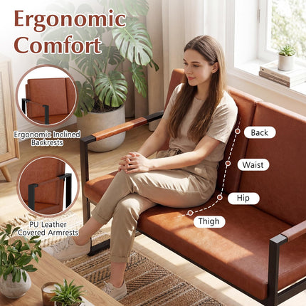 Dreamade 5-Pieces Living Room PU Leather Upholstered Sofa Couch Set