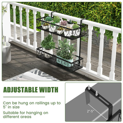 Dreamade Balcoy Flower Pot Stand Rack w/ Adjustable Hooks & 2 Planter Baskets