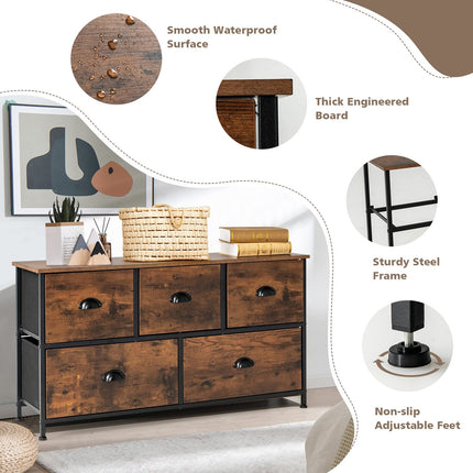 Dreamade Dresser for Bedroom, Chest of Drawers with Wood Top Retro Storage Cabinet