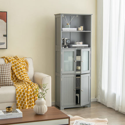 Dreamade 64" Tall Bathroom Storage Cabinet, Freestanding Kitchen Pantry Cupboard with 2 Cabinets