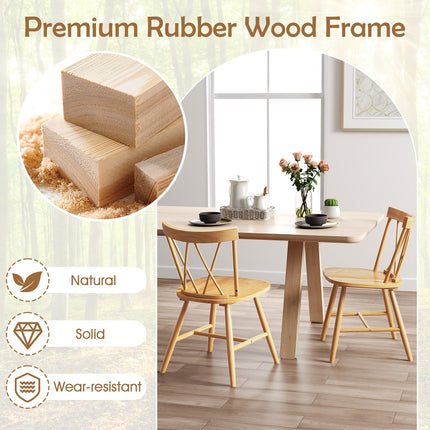 Dreamade Wooden Dining Chairs Set of 2/4, Farmhouse Windsor Kitchen Chairs w/Cross Back, Wide Seat