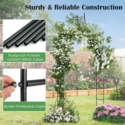 Dreamade Metal Garden Arbor Wedding Arch, 9.5 FT Wedding Arbor for Ceremony, Pergola Arbor for Climbing Plant Roses Vines