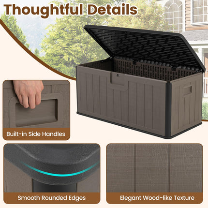 Dreamade 100 Gallon Deck Box, Waterproof Resin Box with Lockable Lid