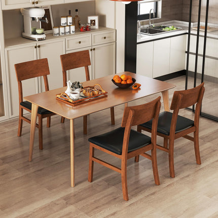 Dreamade Wooden Dining Chairs Set Kitchen Side Chairs w/Rubber Wood Legs Faux Leather Upholstered Seat
