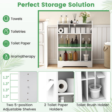 Dreamade Bathroom Slim Storage Cabinet w/2 Sliding Doors & Adjustable Shelves