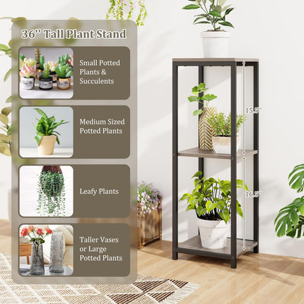 Dreamade 3 Tier Tall Plant Stand Indoor, 36 Inch Corner Plant Holder with Metal Frame