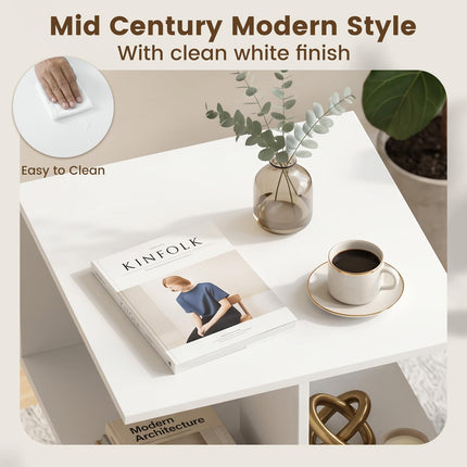 Dreamade Mid Century Modern 2-Tier End Table with 2 Storage Compartments (1/2)