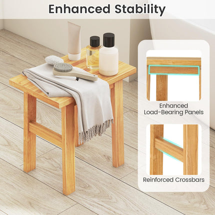 Dreamade Solid Teak Shower Bench Stool for Bathroom with Water-Resistant Finish 18''L x 12''W x 18''H