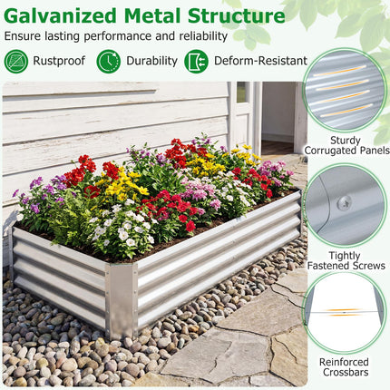 Dreamade 6 x 3 x 1 FT Galvanized Rectangular Metal Raised Garden Bed (1/2)