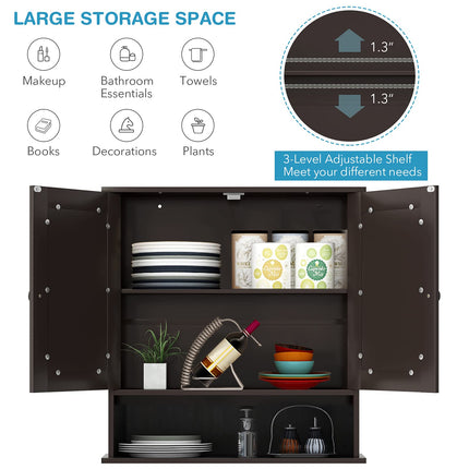 Dreamade Medicine Cabinet, Bathroom Wall Cabinet with 2 Mirrored Doors, Adjustable Shelf