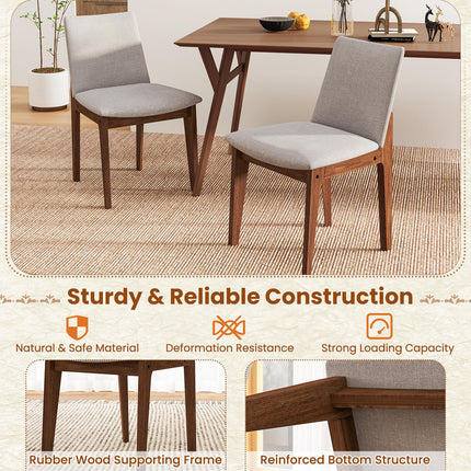 Dreamade Upholstered Dining Chairs Set of 2/4, Linen Fabric Wooden Kitchen Chairs w/Rubber Wood Frame