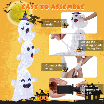 Dreamade 4 Ft Halloween Decorations Outdoor Stacked Ghosts, Free-Standing Cute Yard Decorations