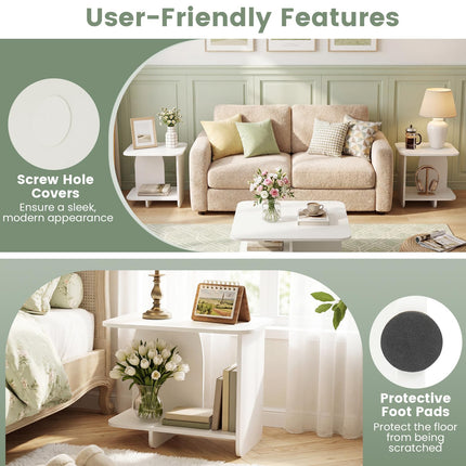 Dreamade 2-Tier End Table with Open Storage Shelf