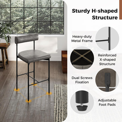 Dreamade Counter Height Bar Stools, 26 Inch Upholstered Bar Chairs with Back