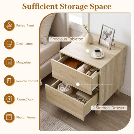 Dreamade Modern Wood Night Stand w/2 Storage Drawers (1/2)