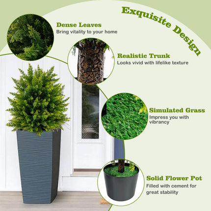 Dreamade 21.5" Artificial Tree, Set of 2 Faux Potted Plants Artificial Shrubs Bushes