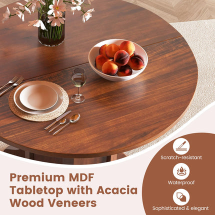Dreamade 42” Round Dining Table, Modern Kitchen Table with Pedestal Base, Solid Wood Frame