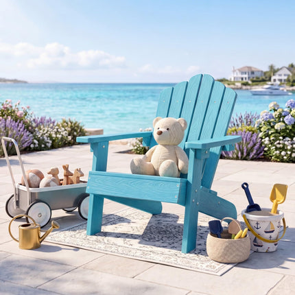 Dreamade Kids Adirondack Chair, All-Weather HIPS Children's Outdoor Chair with Tilted High Backrest