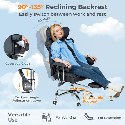 Dreamade Office Desk Chair, High Back Executive Office Chair with Foot Rest and Lumbar Support